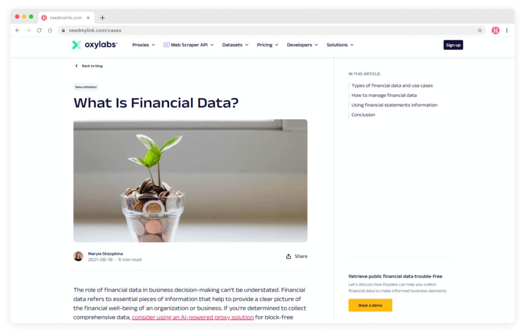 link building for financial sites