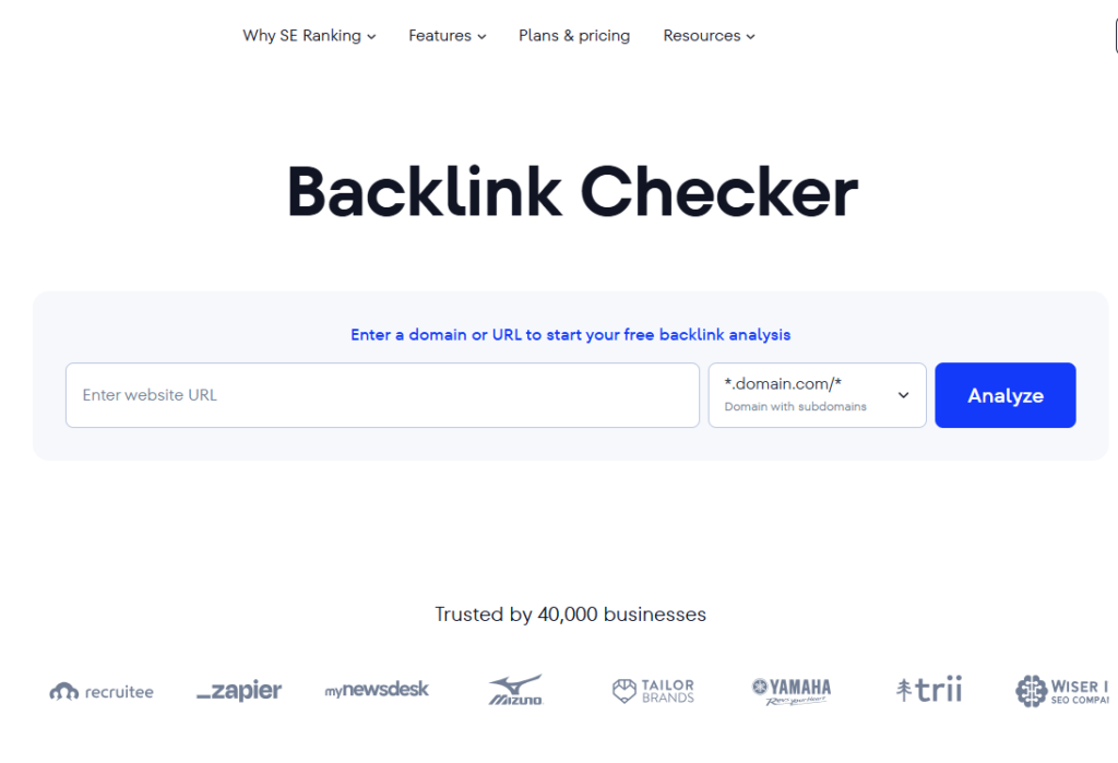 SE Ranking backlink checker