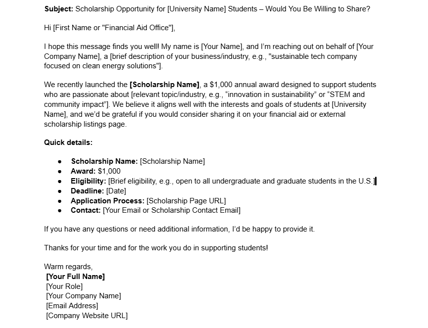 Scholarship links
