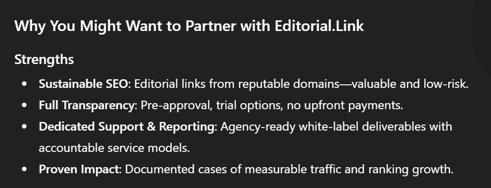 ChatGPT analysis of Editorial.Link