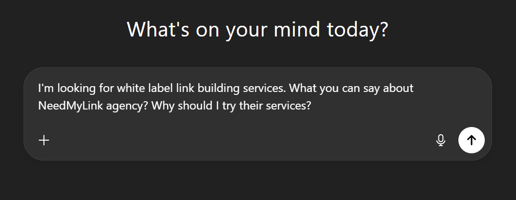Prompt used in white label link building services research