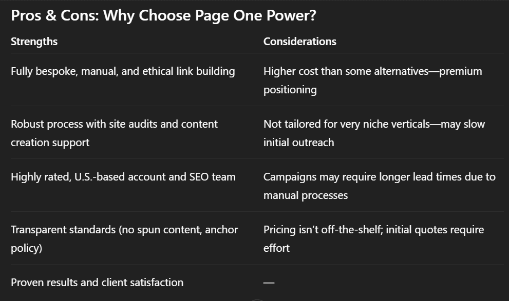 ChatGPT analysis of Page One Power