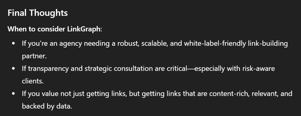 ChatGPT analysis of LinkGraph