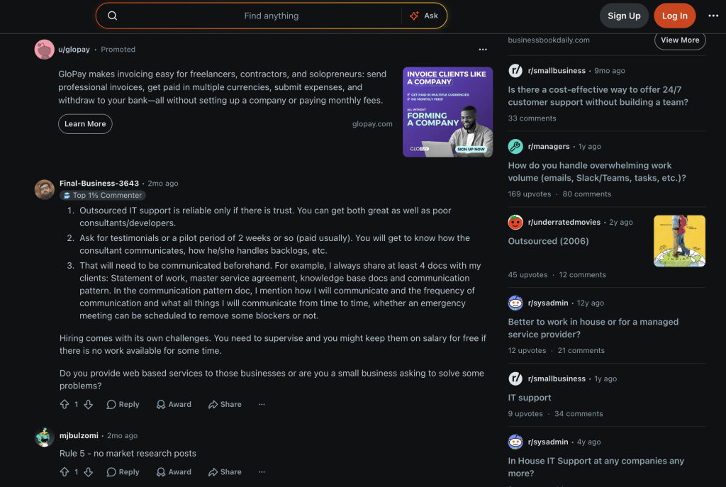 Приклад Reddit-маркетингу (🇬🇧Великобританія, IT)