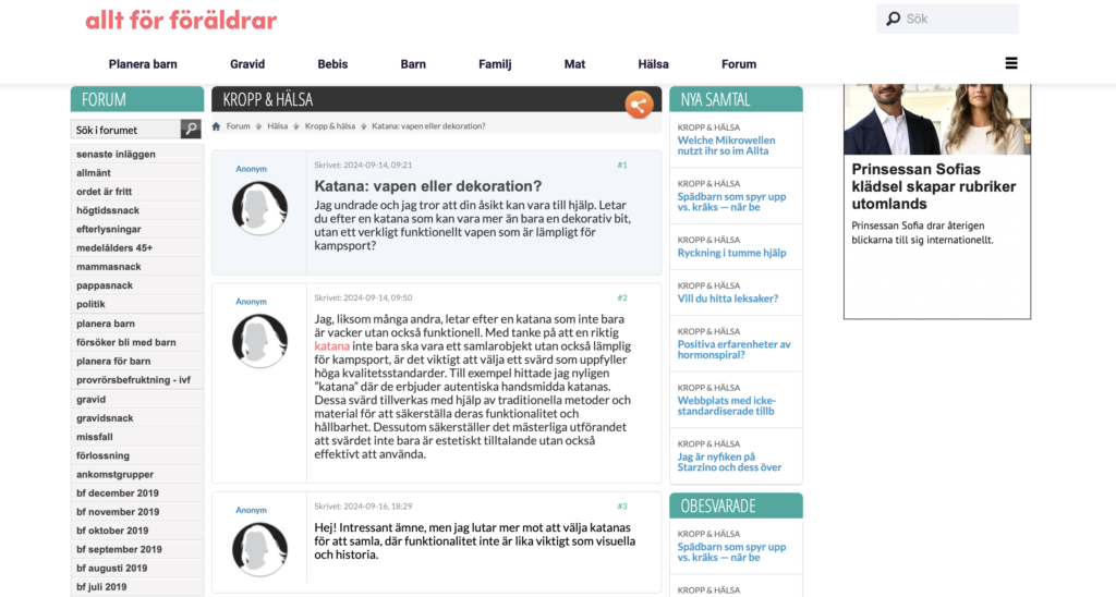 Forum Backlink Example (🇸🇪Sweden, Lifestyle)