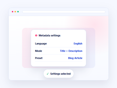 Choose Metadata Settings
